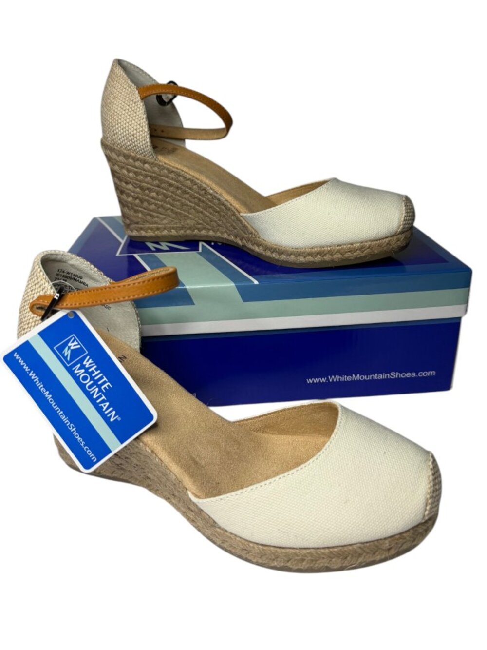 White Mountain Namba Espadrille Wedge Sandals Women’s 7.5 Cream Tan